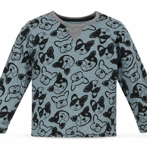 George Baby Blue Animal Print Cotton Basic Casual Size 9-12 Months Crew Neck Buckle - Dog Print