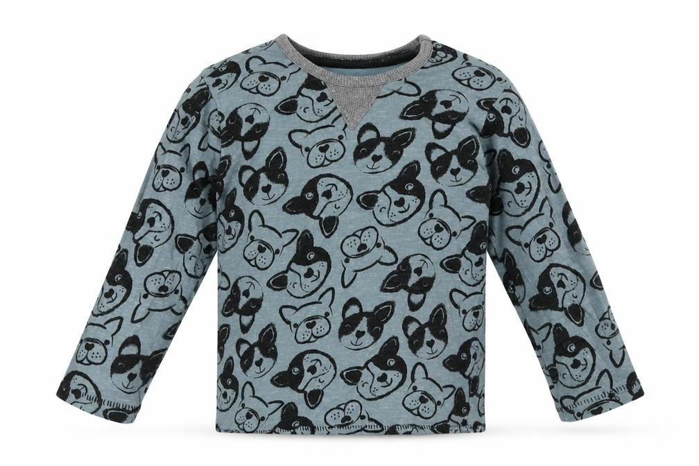 George Baby Blue Animal Print Cotton Basic Casual Size 9-12 Months Crew Neck Buckle - Dog Print