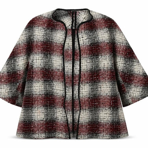 ASOS Womens Red V-Neck Check Acrylic Cardigan Jumper Size 8