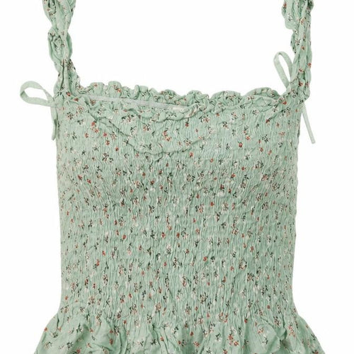 sim & sam Womens Green Floral Viscose Cropped Tank Size S Square Neck