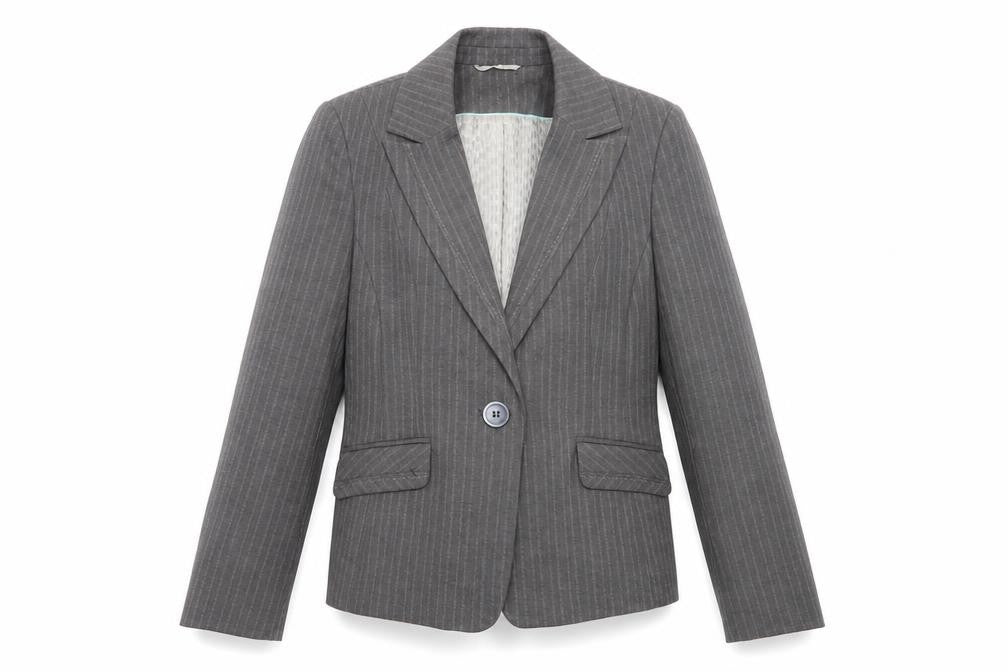 Front view of Debenhams women’s grey polyester jacket blazer, size UK 14