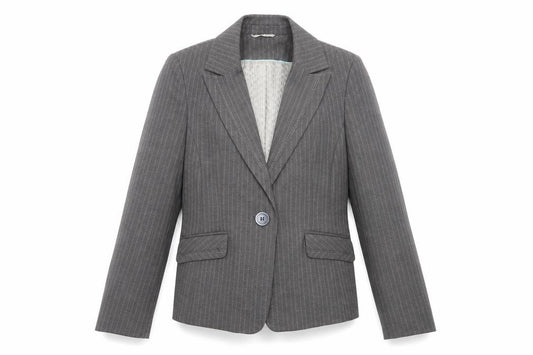 Front view of Debenhams women’s grey polyester jacket blazer, size UK 14