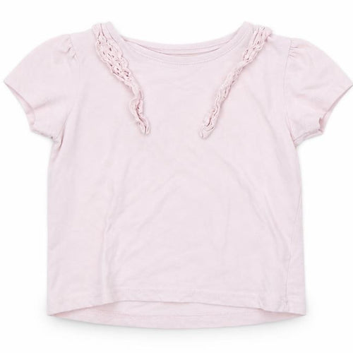 Primark Girls Pink  Cotton Basic T-Shirt Size 3-4 Years Round Neck