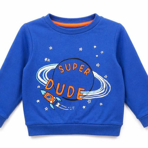 F&F Boys Blue  Cotton Pullover Jumper Size 12-18 Months   - super dude