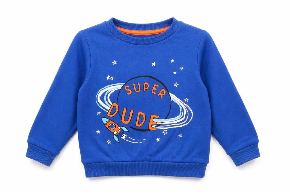 F&F Boys Blue  Cotton Pullover Jumper Size 12-18 Months   - super dude