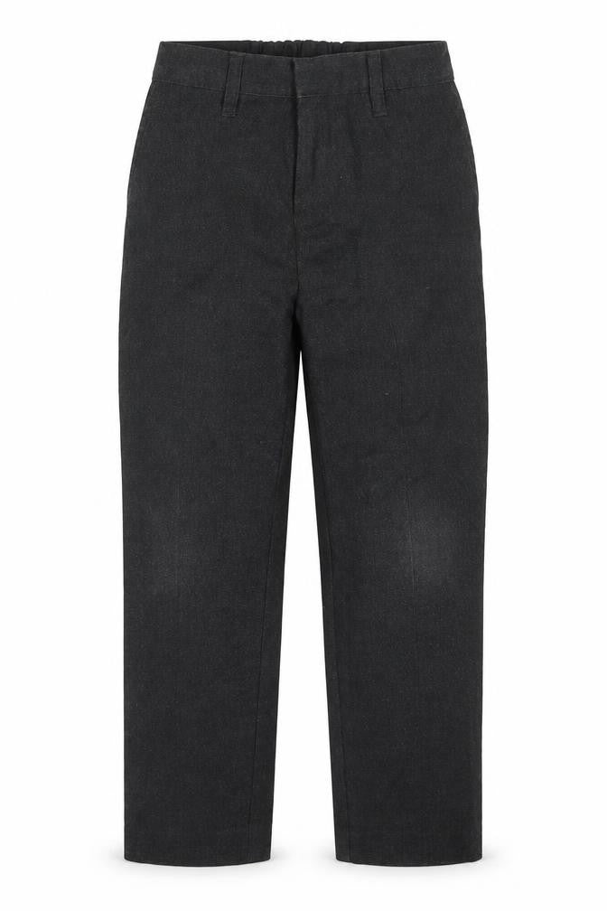 Front view of Tu boys’ grey polyester dress pants trousers, size 6, years regular hook & eye