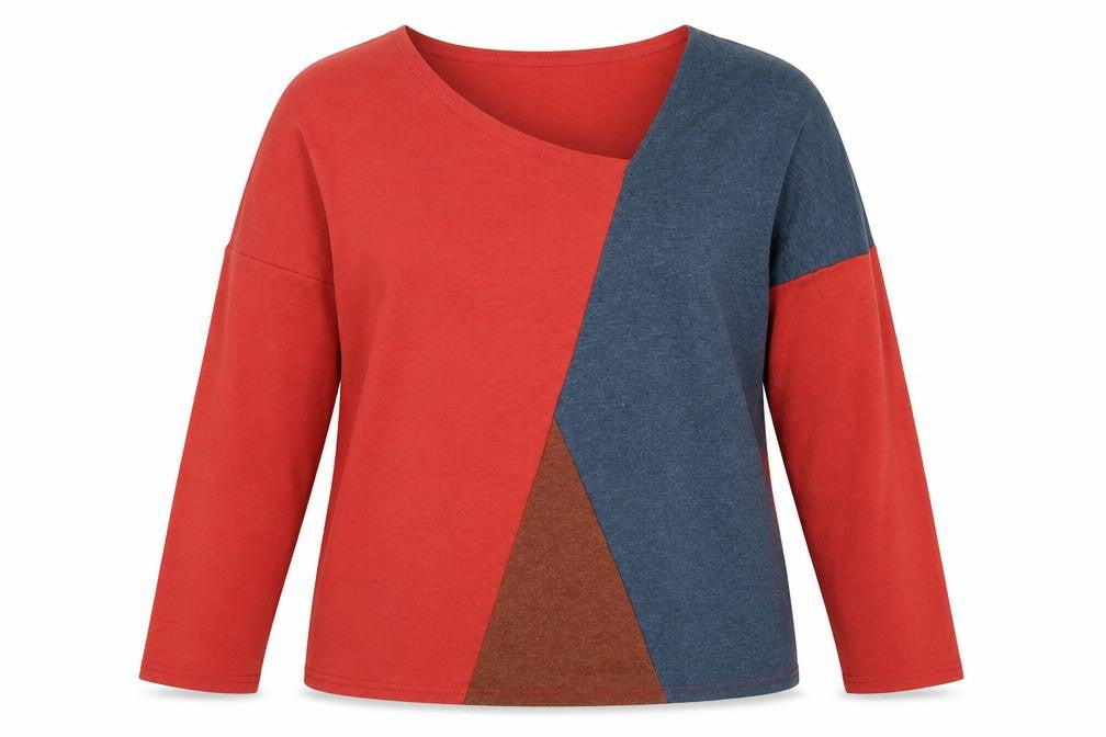 Front view of Yidarton women’s multicoloured colourblock cotton pullover sweatshirt, size L, pullover