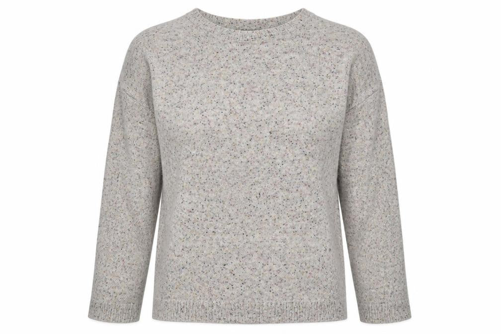 Front view of Marks & Spencer women’s multicoloured round neck viscose jumper, size UK 8