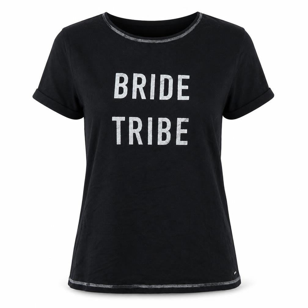 Front view of Next women’s black solid cotton top pyjama top, size M, - bride tribe
