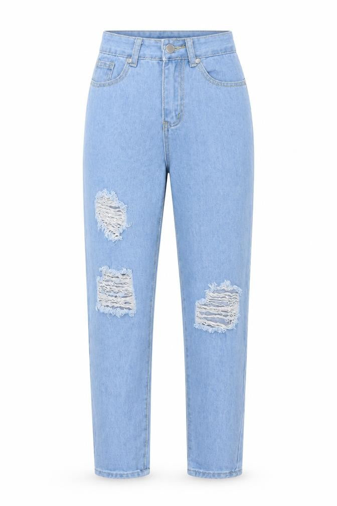 Boohoo Womens Blue  Cotton Mom Jeans Size 6 L26 in Regular Button
