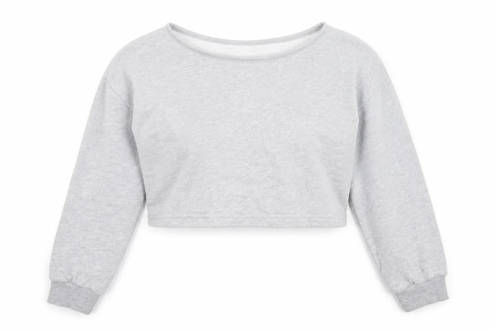 Front view of Missguided women’s grey cotton pullover sweatshirt, size UK 10
