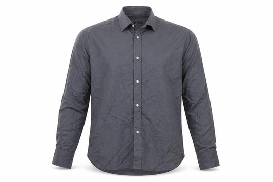 Front view of Blazer men’s grey cotton button-up, size 16, collared
