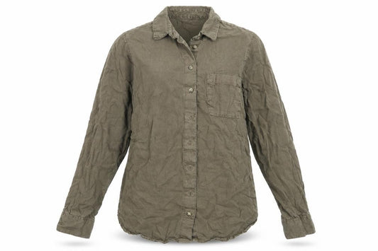 Front view of Papaya women’s green lyocell basic button-up, size UK 10, collared