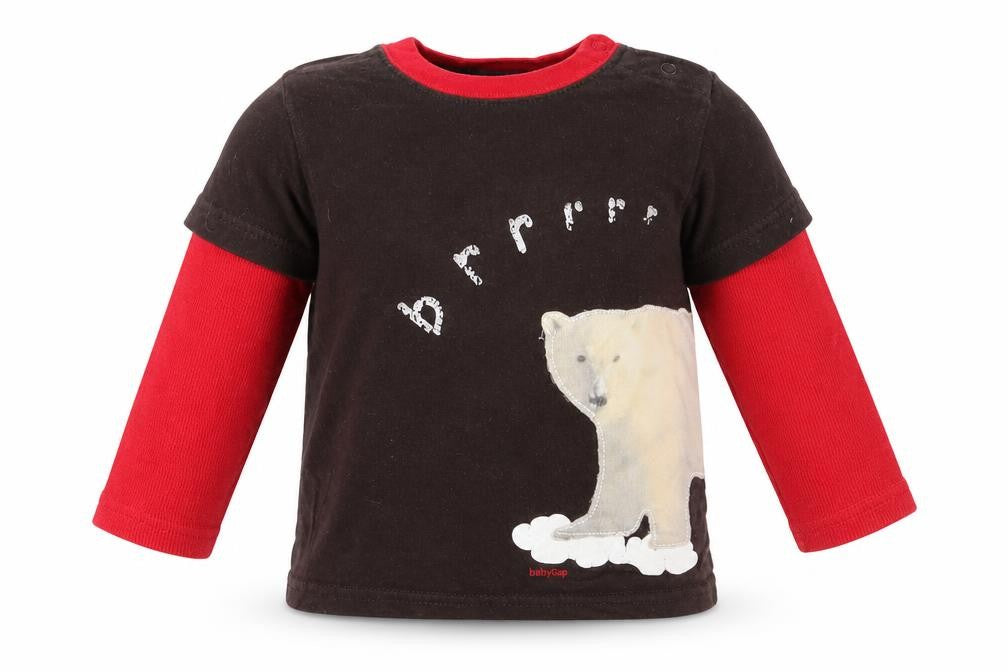Front view of Gap boys’ brown cotton basic t-shirt, size 12-18, months round neck