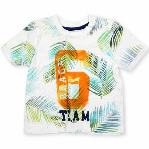 F&F Boys Multicoloured Floral Cotton Basic T-Shirt Size 3-6 Months Round Neck