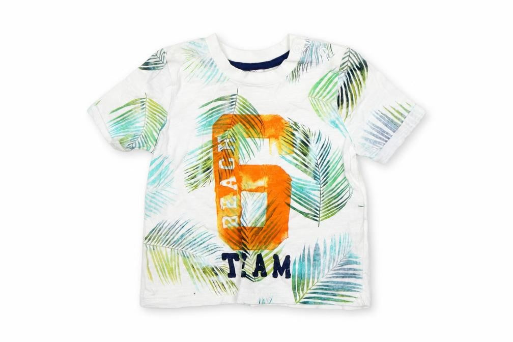 F&F Boys Multicoloured Floral Cotton Basic T-Shirt Size 3-6 Months Round Neck