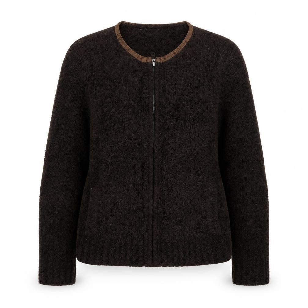 Front view of Dorothy Perkins women’s brown jacket, size UK 16, zip