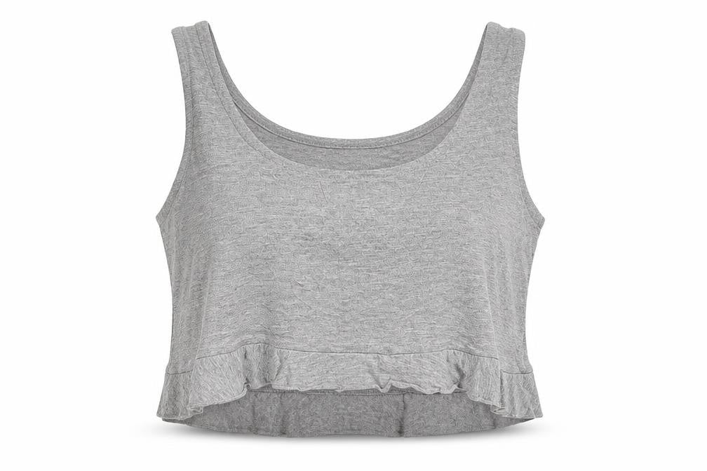 Missguided Womens Grey  Viscose Cropped Tank Size 6 Scoop Neck