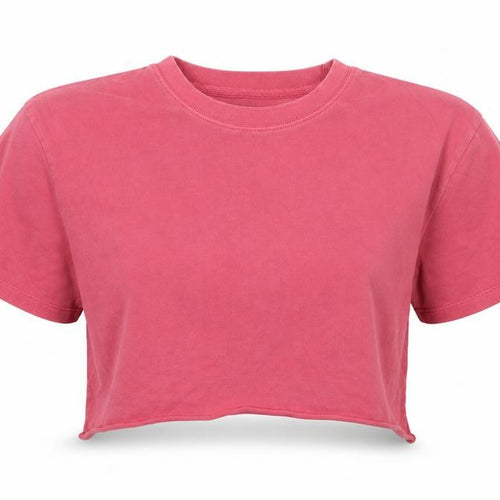 Topshop Womens Pink  Cotton Cropped T-Shirt Size XS Crew Neck