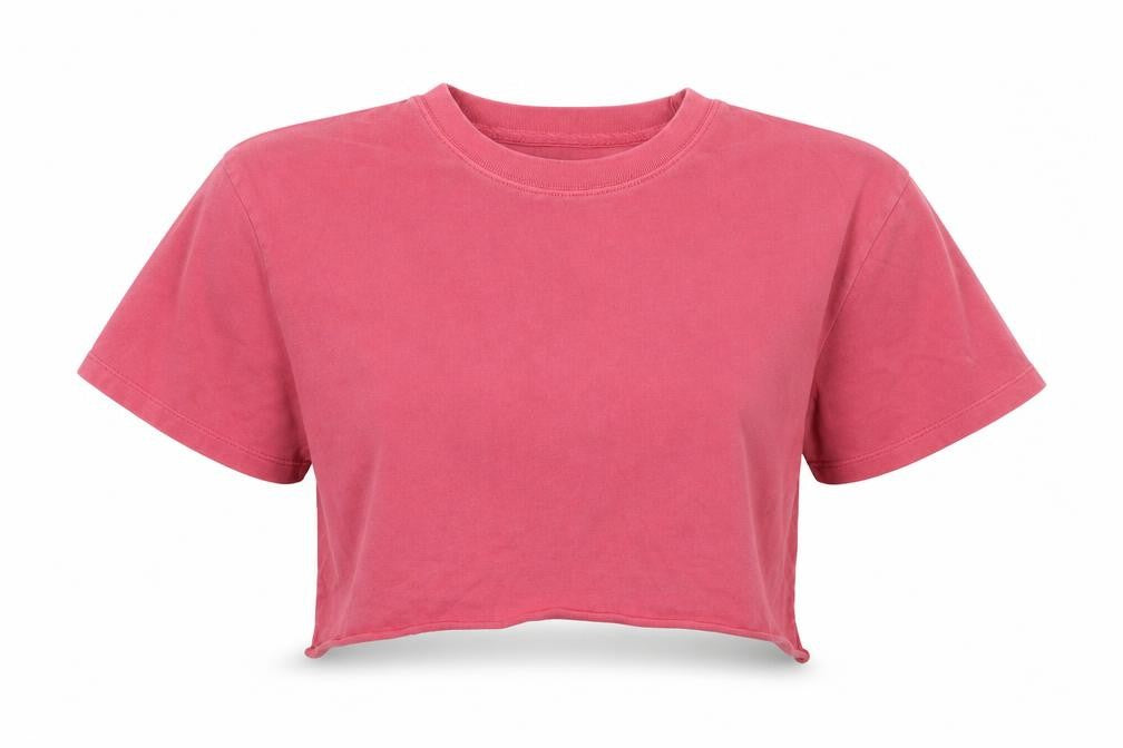 Topshop Womens Pink  Cotton Cropped T-Shirt Size XS Crew Neck