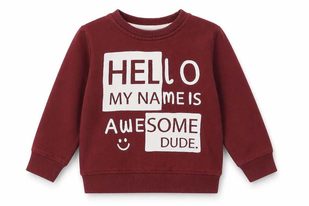 George Boys Purple  Cotton Pullover Sweatshirt Size 2-3 Years  Pullover - hello my name is awesome dude