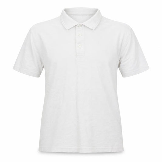 Front view of Next girls’ white cotton basic polo, size 12, years collared button - school wear