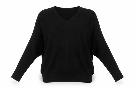 Front view of F&F women’s blue v-neck viscose jumper, size UK 12