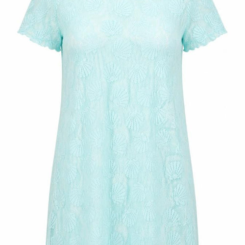 Primark Womens Blue  Polyester T-Shirt Dress  Size S  Round Neck Pullover - Shell Print Beach Cover Up