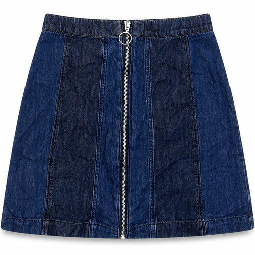 H&M Womens Blue Striped Cotton A-Line Skirt Size 8   Zip