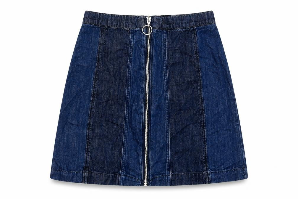 H&M Womens Blue Striped Cotton A-Line Skirt Size 8   Zip