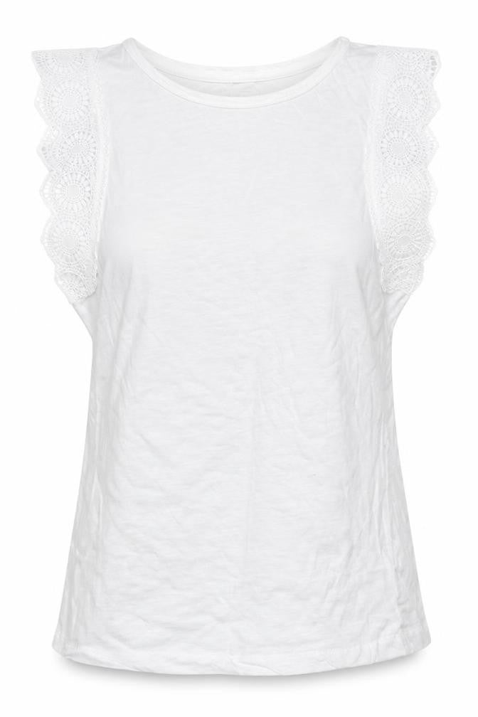 Front view of Papaya women’s white cotton basic tank, size UK 10, round neck