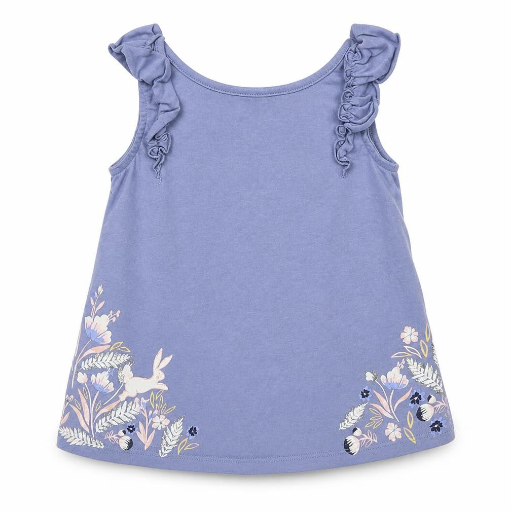 Savannah Girls Pink  Cotton Basic Tank Size 2-3 Years Round Neck Pullover - Rabbits and Flowers