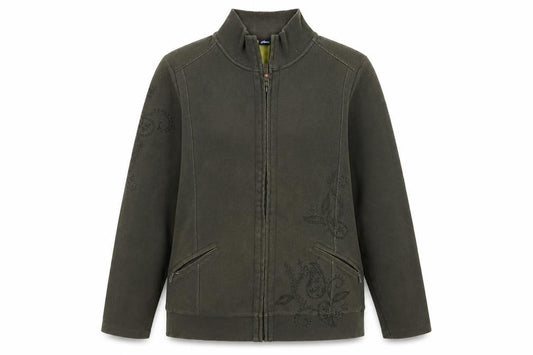 Front view of Dash women’s green jacket, size UK 14, zip