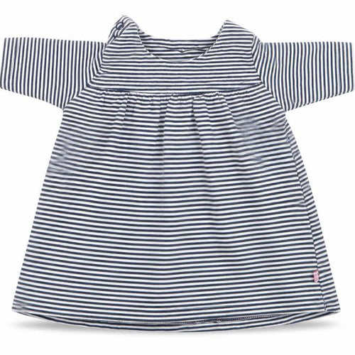 Marks and Spencer Girls Blue Striped Cotton Fit & Flare  Size 0-3 Months  Round Neck