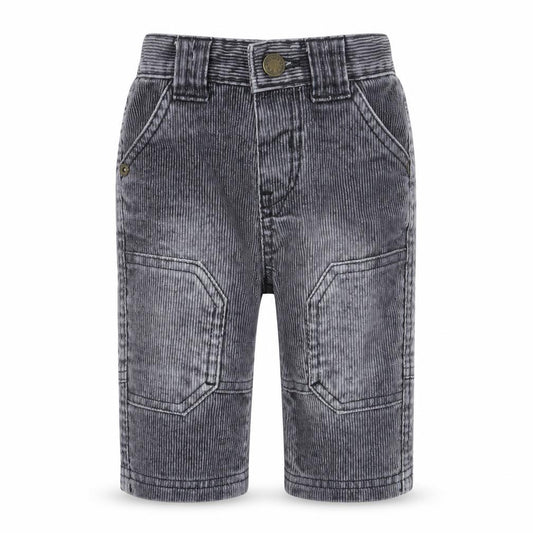 Front view of Mothercare boys’ grey cotton capri trousers, size 3-6, months