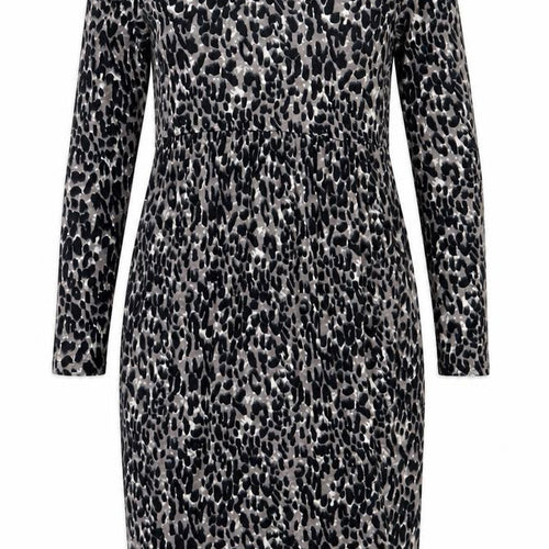 Studio Womens Black Animal Print Viscose Fit & Flare  Size 8  V-Neck