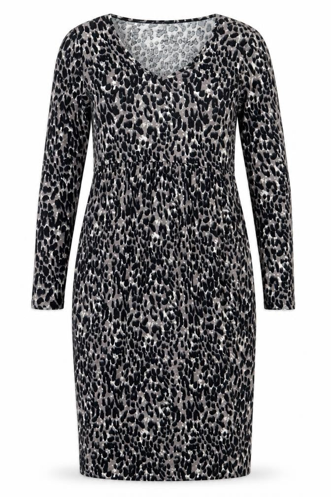 Studio Womens Black Animal Print Viscose Fit & Flare  Size 8  V-Neck