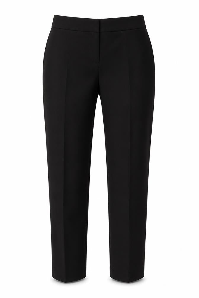 Front view of Papaya women’s black polyester trousers, size UK 10, 28.5-inch leg regular