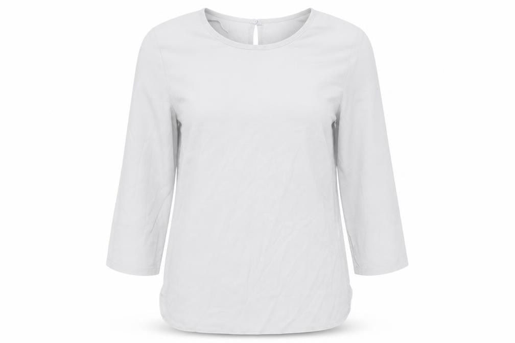 Atmosphere Womens Grey  Polyester Basic Blouse Size 4 Round Neck