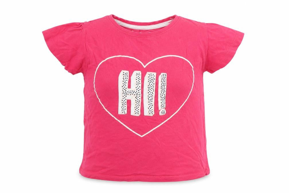 Primark Girls Pink  Cotton Basic T-Shirt Size 2-3 Years Round Neck