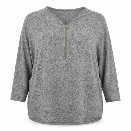 With Love  Womens Grey V-Neck  Viscose Henley Jumper Size 14