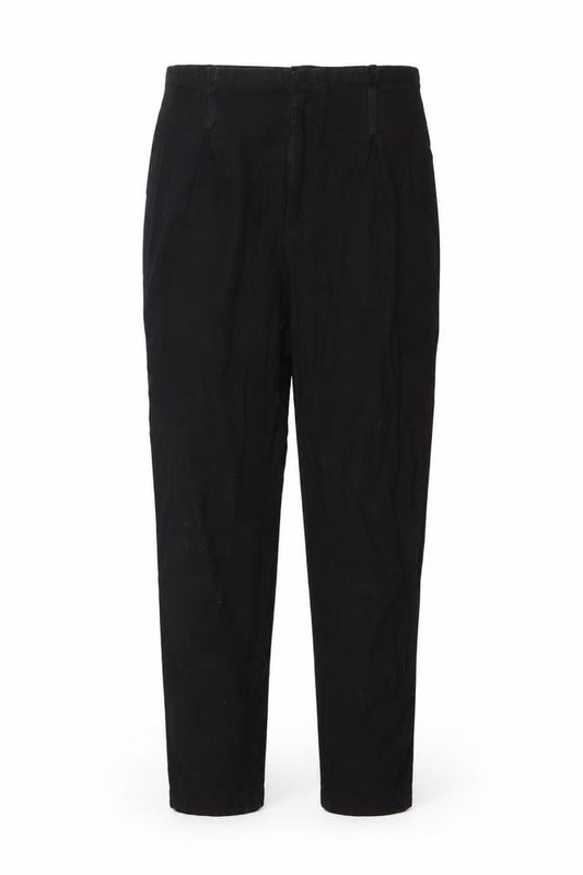 Front view of PRETTYLITTLETHING women’s black cotton trousers, size UK 14, 26-inch leg regular zip