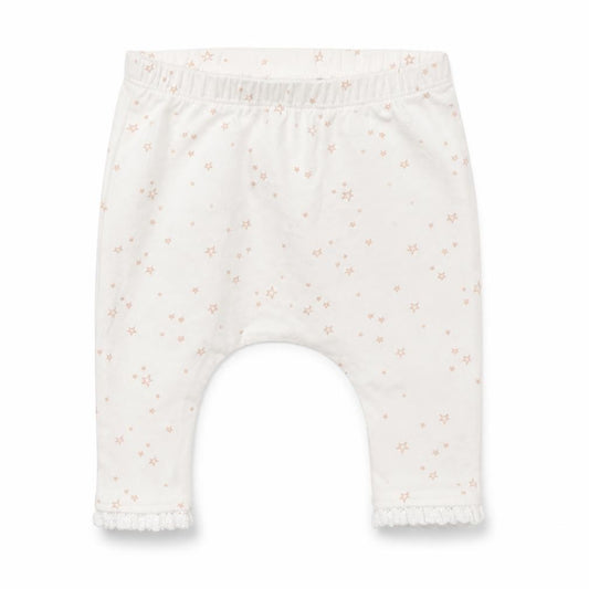Front view of Next Baby White Cotton Jogger Trousers, size 0-3, Months - Stars