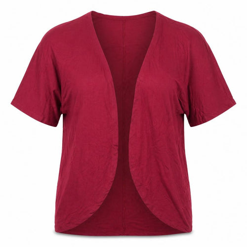 CNFIO Womens Red Round Neck  Rayon Cardigan Jumper Size L