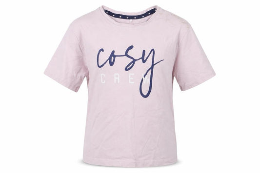 Front view of George girls’ pink solid cotton top pyjama top, size 5-6, years