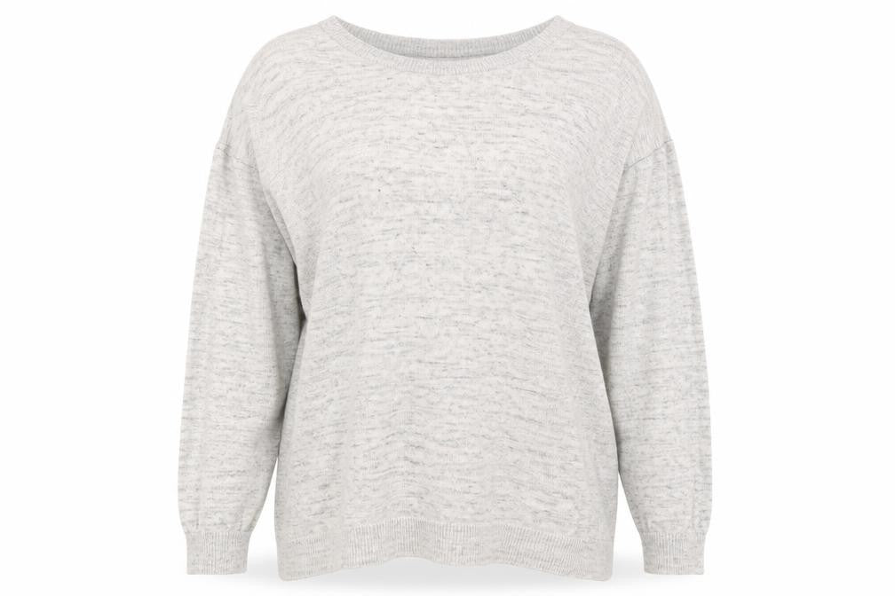 Front view of Next women’s grey round neck viscose jumper, size UK 16
