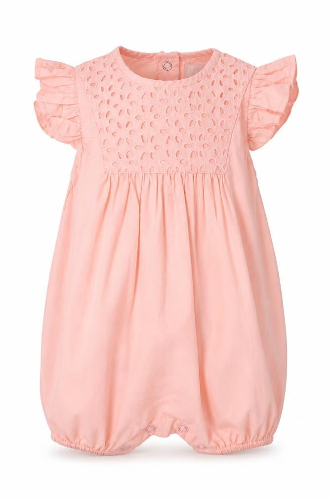 BABLUNO Girls Pink  Cotton Babygrow One-Piece Size 3-6 Months  Buckle