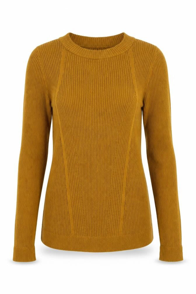 Front view of Topshop women’s yellow acrylic pullover sweatshirt, size S, pullover