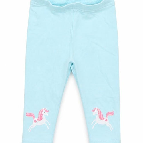 Matalan Girls Blue Geometric Cotton Jogger Trousers Size 3-6 Months  Pullover - Unicorn