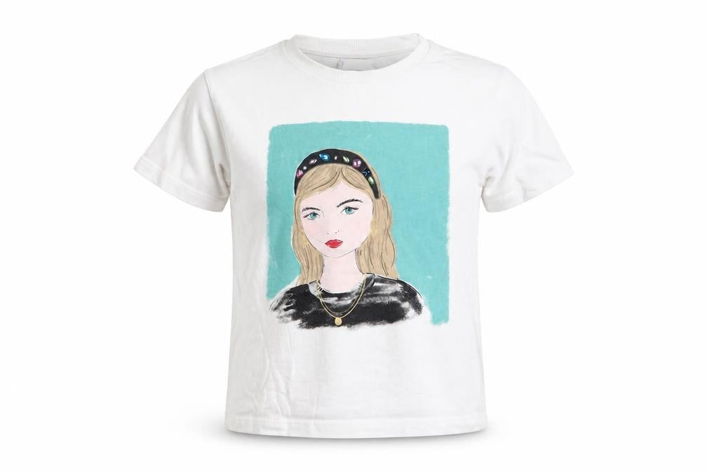 Front view of Marks & Spencer girls’ white cotton basic polo, size 8-9, years crew neck